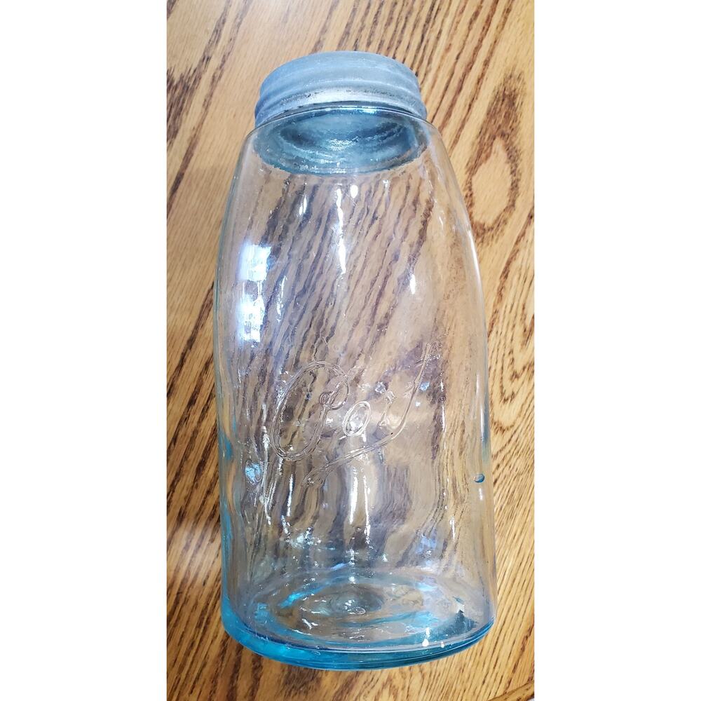 Vintage Antique Fruit Jar HG Blue Mason's Patent 1858 Rev. Port Rb#1767